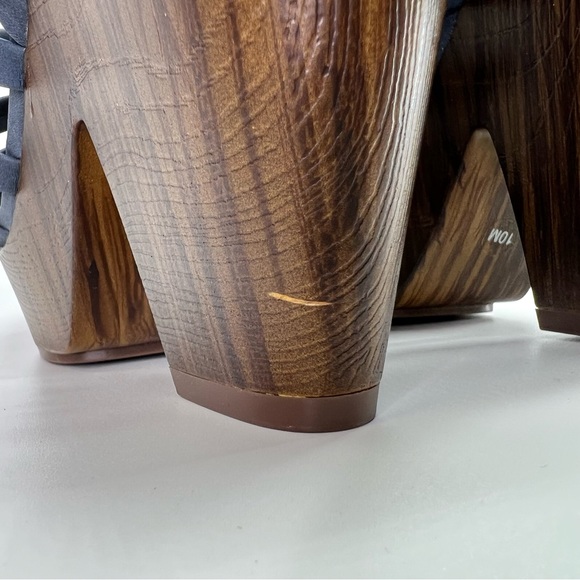 G by Guess Seany Platform Strappy Sandals Washed Denim 10 - Picture 12 of 16